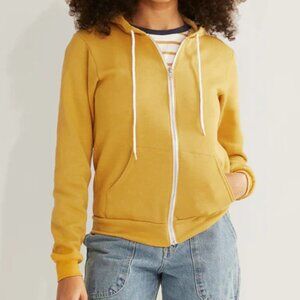 Lands' End Serious Sweats Fleece Full Zip Hoodie Yellow Men’s Size Small 34-36